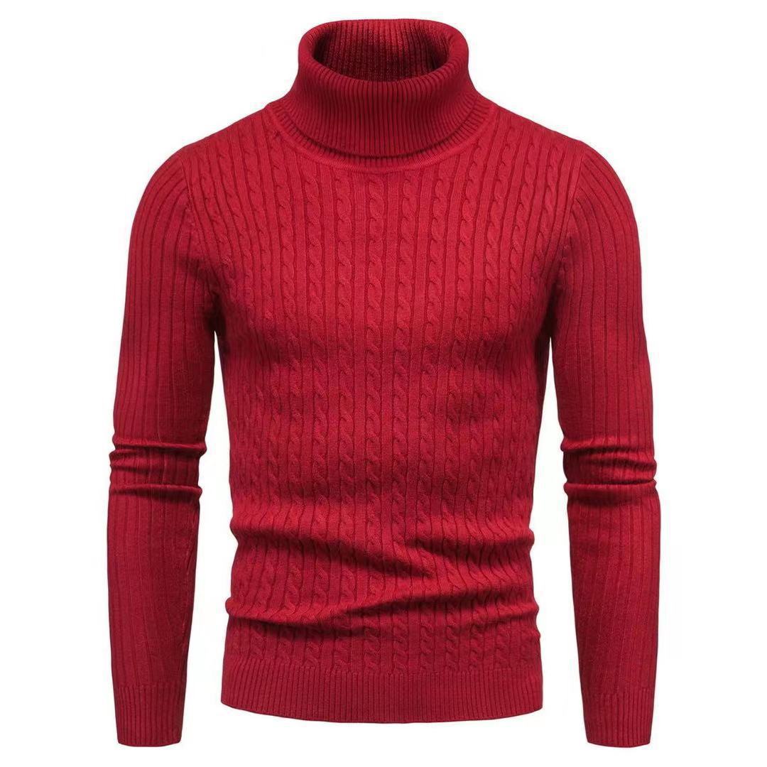 Herren nan schlanker Rollkragenpullover mit Zopfstruktur, feinem Rippstrick und elastischen Bündchen Drune