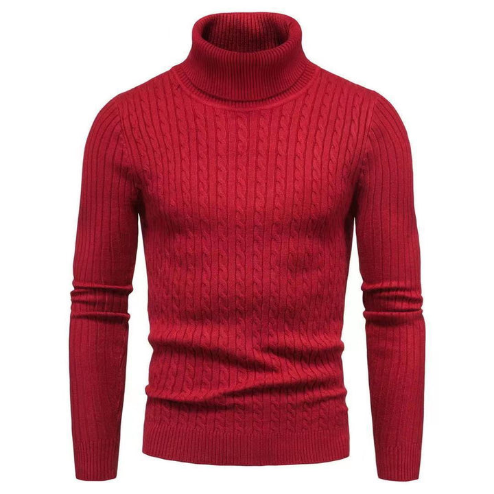 Herren nan schlanker Rollkragenpullover mit Zopfstruktur, feinem Rippstrick und elastischen Bündchen Drune