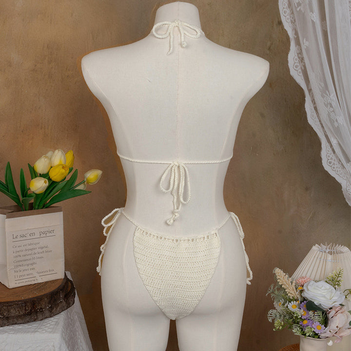 Damen Häkel-Bikini mit verspieltem Blumendesign und verstellbaren Bändern Drune