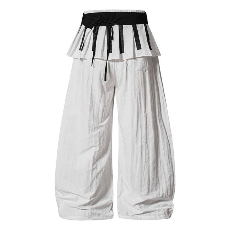 Damen Weite Culotte-Hose mit Volantbund, Tunnelzug und Ballonbein Drune