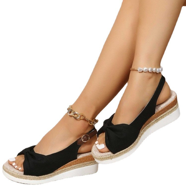 Damen Wedge-Sandalen mit modischem Knoten-Design und komfortabler Sohle Drune