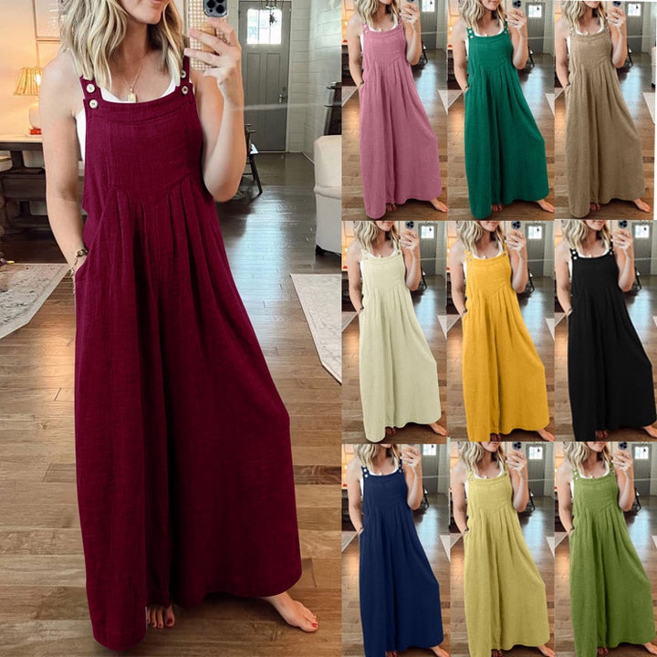 Damen Maxikleid mit Knopfdetails und praktischen Taschen Drune