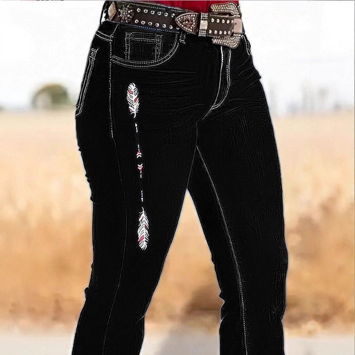 Damen hochtaillierte Bootcut-Jeans im Western-Stil mit sculptendem Sitz Drune