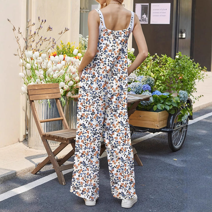 Damen Lässiger Jumpsuit mit floralen Mustern und praktischen Taschen Drune
