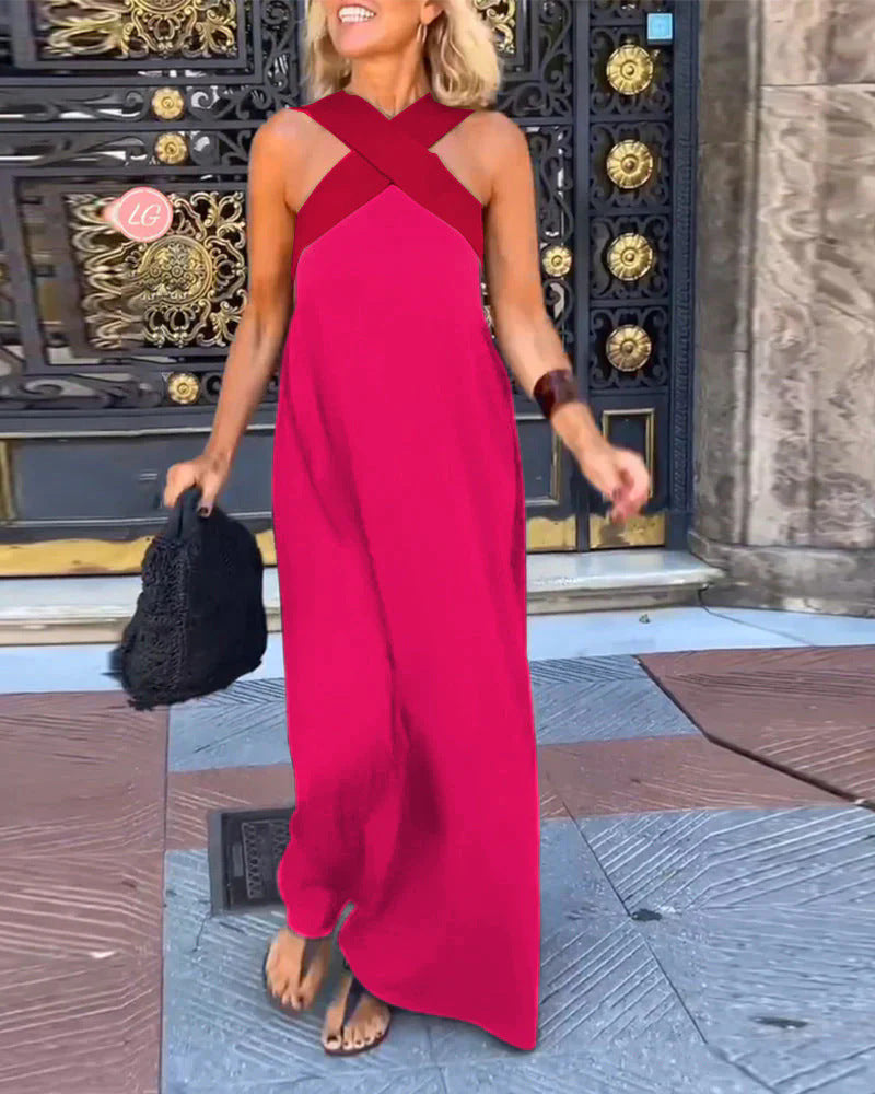 Damen Maxikleid mit modernem X-Trägerdesign Drune