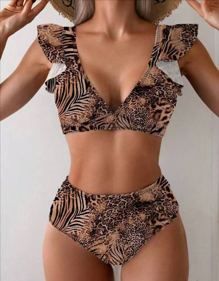 Damen Bikini-Set mit verspielten Rüschen und floralen Mustern Drune
