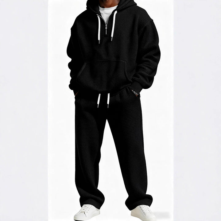 Herren Trendiger Kapuzenpullover mit praktischem Reißverschluss und bequemer Jogginghose Drune