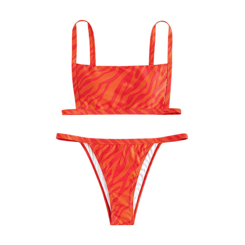Damen Zweiteiliges Bikini-Set mit modernem Gitterdesign Drune