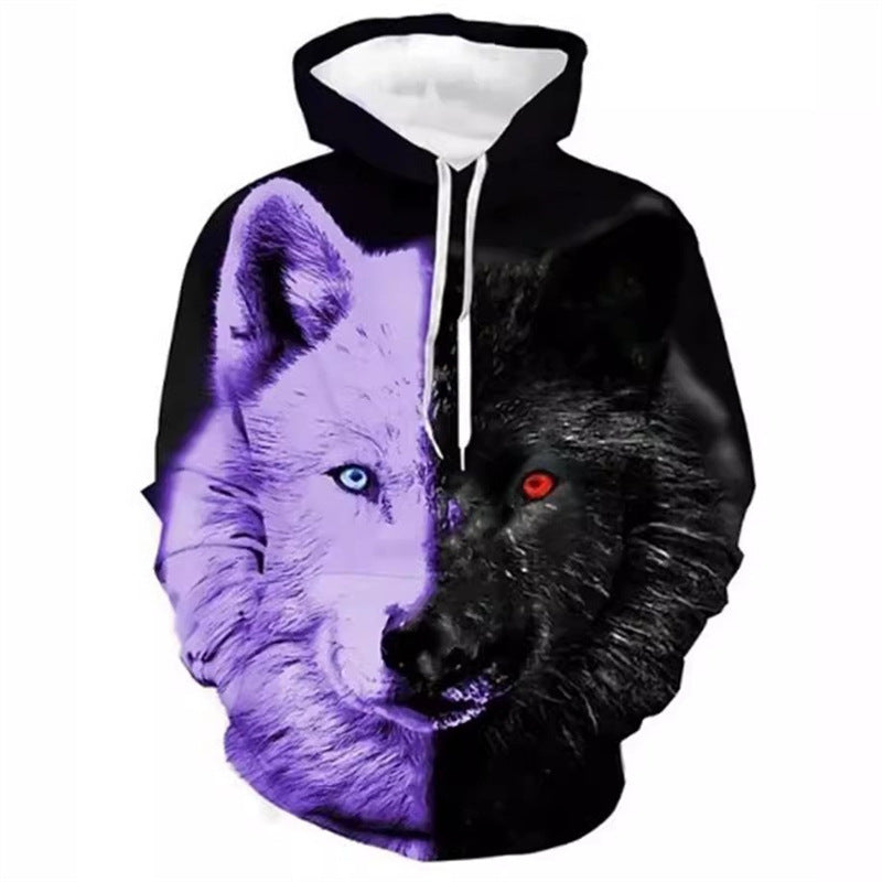 Damen Kreativer Kapuzenpullover mit einzigartigem Wolfsmotiv Drune