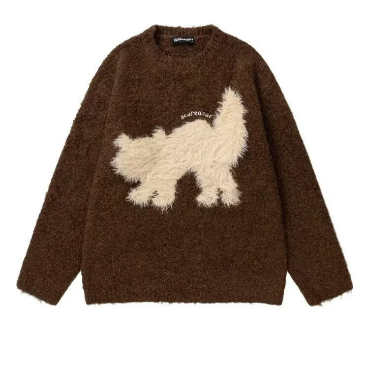 Damen Gemütlicher Pullover mit Effektgarn und Tiermotiv Drune