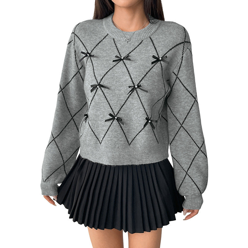 Damen Stilvolle Pullover mit Schleifen-Details Drune