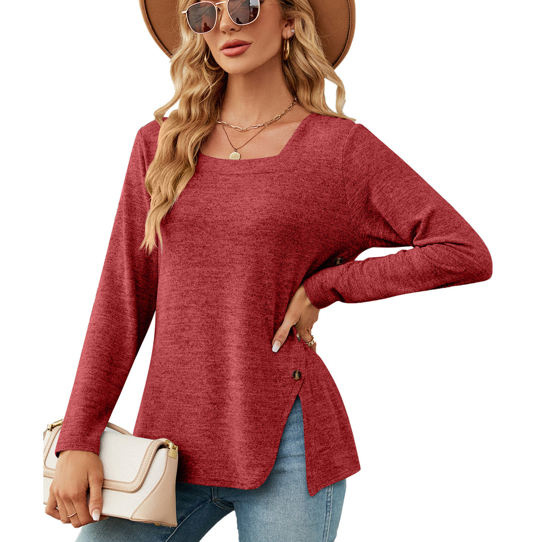 Damen lockerer Langarm-Top mit asymmetrischem Saum Drune