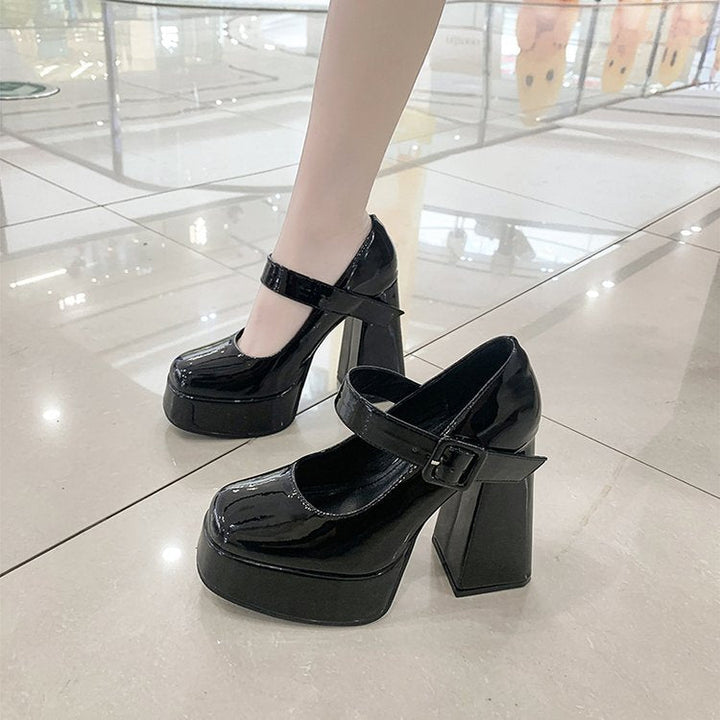 Damen Mary Jane Pumps mit blockiertem Absatz und verstellbarem Riemen Drune