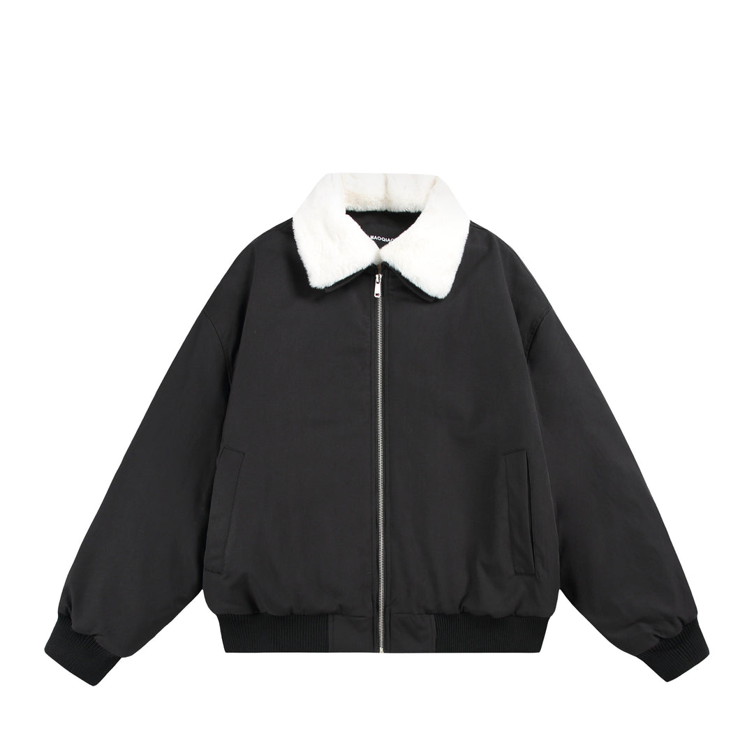 Herren Boxy Bomberjacke mit Teddykragen und geripptem Saum Drune