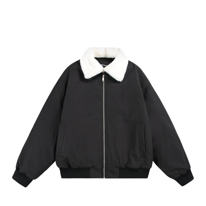 Herren Boxy Bomberjacke mit Teddykragen und geripptem Saum Drune