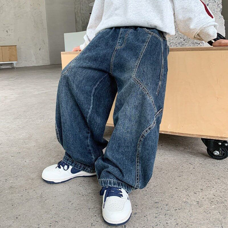 Damen Weit geschnittene Jeans mit elastischem Bund Drune
