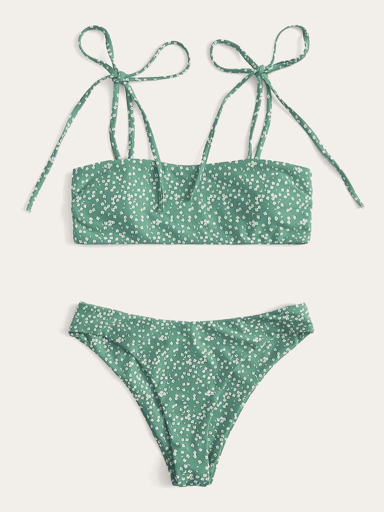 Damen Bandeau-Bikini mit verspielten Bindebändern Drune