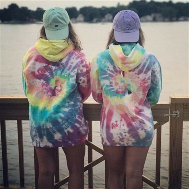 Damen Kapuzenpullover im bunten Tie-Dye-Design Drune