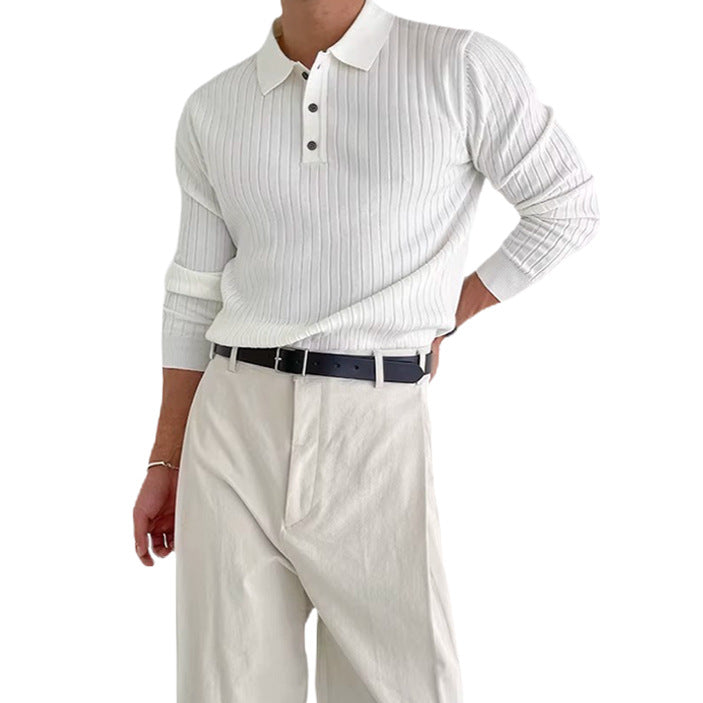 Herren Stilvolles Langarm-Rippstrickoberteil Drune