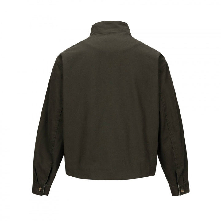 Herren Kurz geschnittene kastige Canvas‑Jacke mit Nietenbesatz und Stehkragen Drune