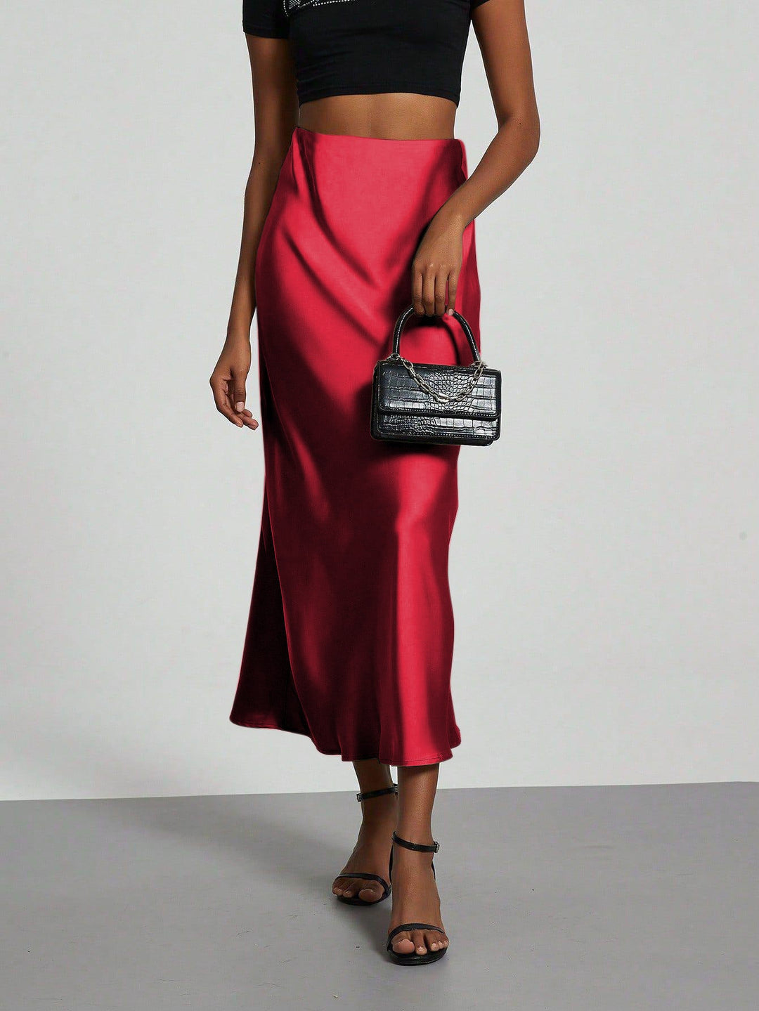 Damen Elegante und fließende Satin Maxiröcke Drune