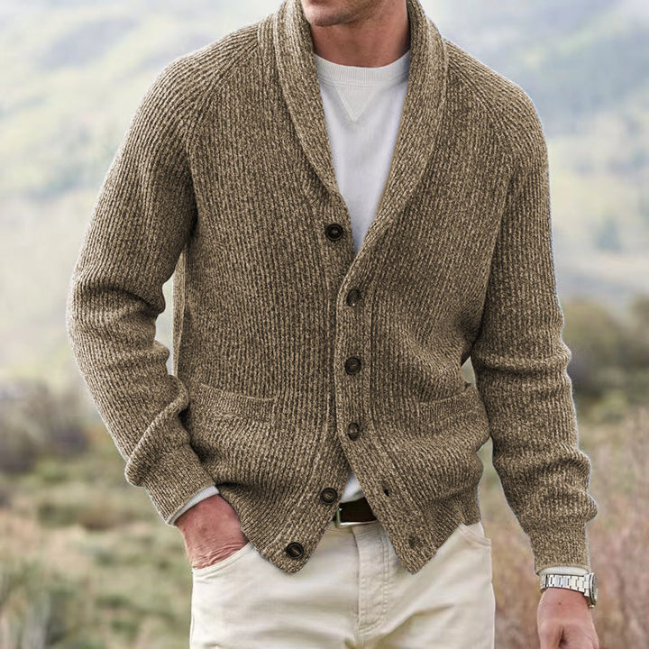 Herren Strickjacke mit trendigem Grobstrickmuster und praktischen Taschen Drune