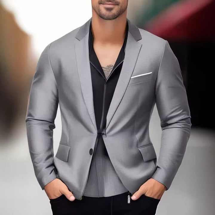 Herren eleganter und stilvoller Blazer mit farblich abgesetztem Revers Drune