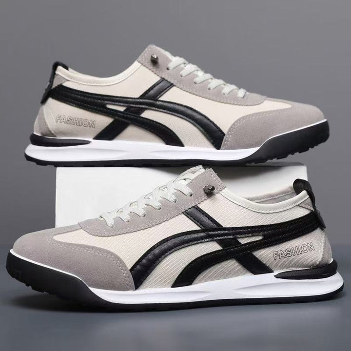 Herren Retro-leichte Low-Top Sneaker mit Canvas-Obermaterial und Wildleder-Overlays Drune