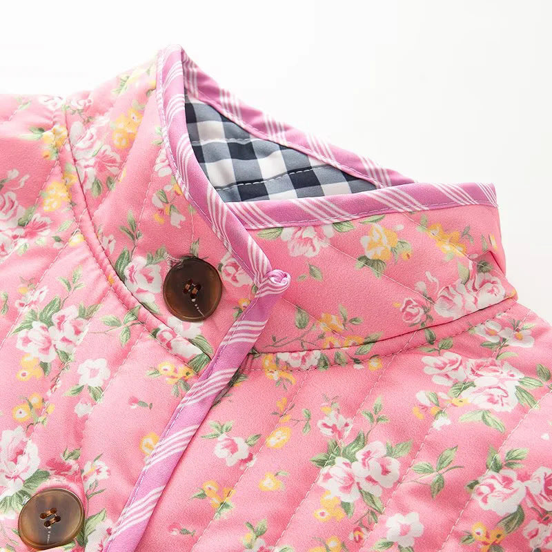Damen nan gesteppte Patchwork-Quiltjacke mit Stehkragen, großen Zierknöpfen und aufgesetzten Taschen Drune