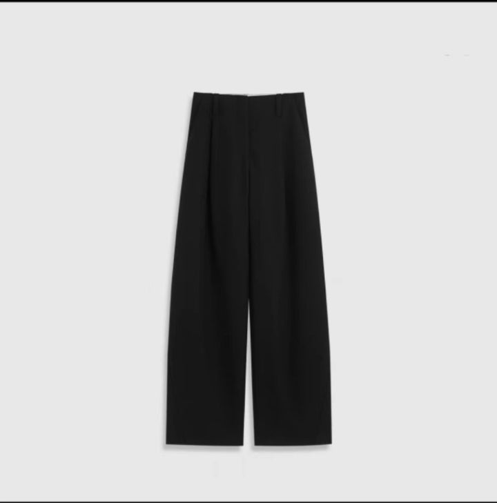 Damen Hochtaillierte weite Marlene‑Hose mit cleaner Bügelfalte und geradem Bein Drune