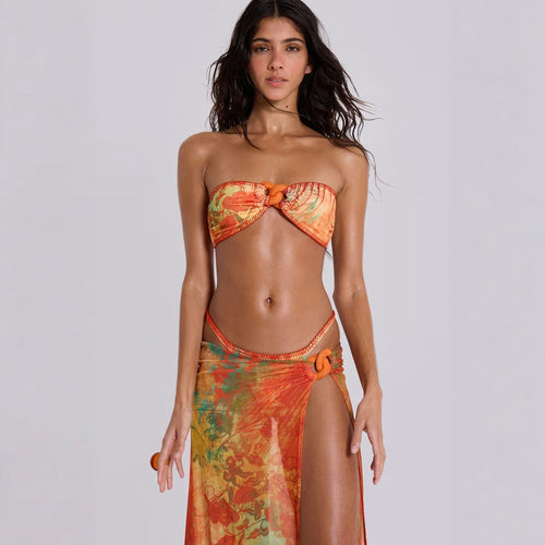 Damen Bandeau-Bikini mit schickem Wickelrock Drune