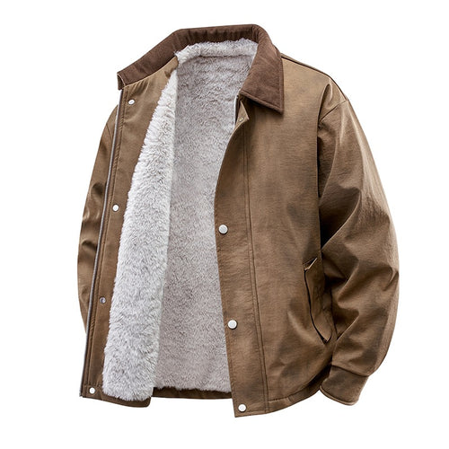 Herren Lässige Kunstlederjacke mit Teddyfutter Drune 1787738670