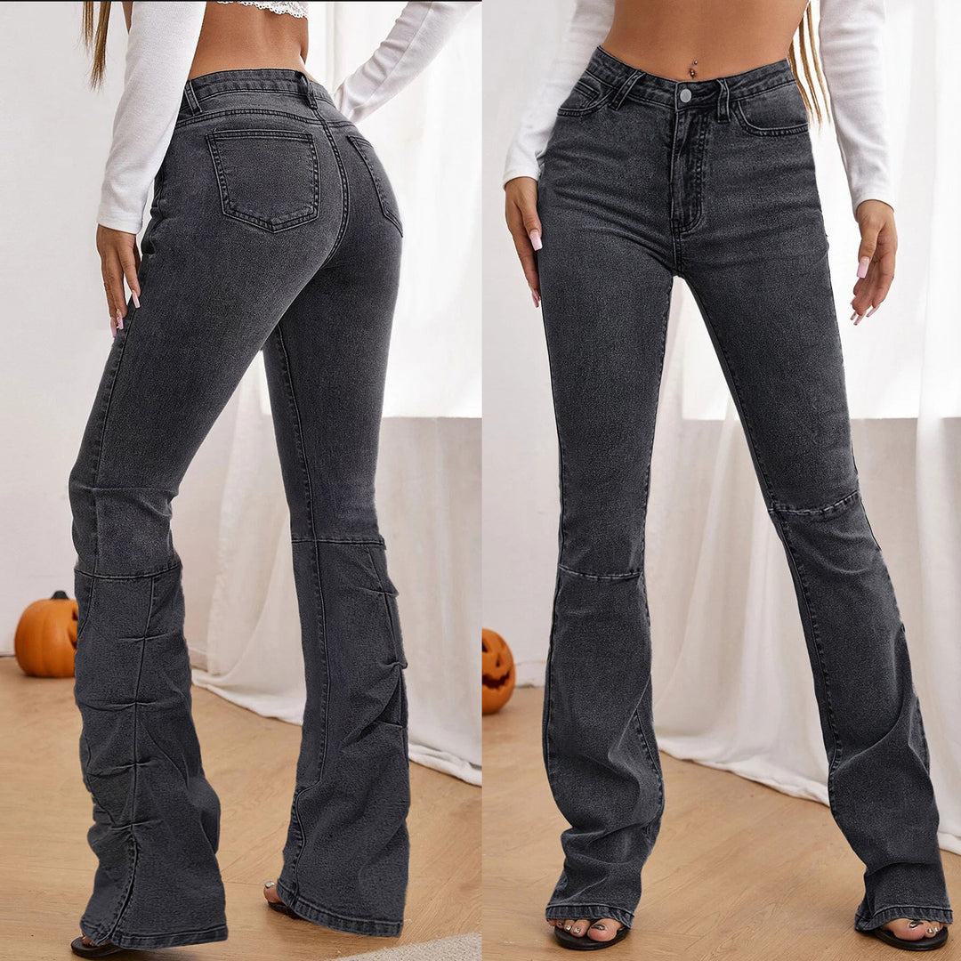 Damen Hochtaillierte Denim-Hose im Sculpting-Straight mit Knieabnähern Drune