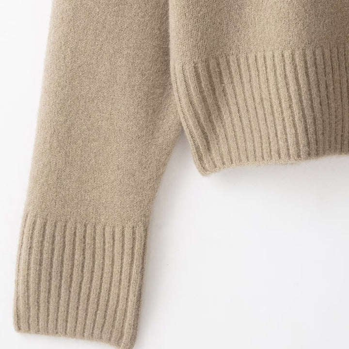 Damen Feiner Oversize-Strickpullover mit Rundhalsausschnitt, überschnittenen Schultern und extra langen Rippbündchen Drune