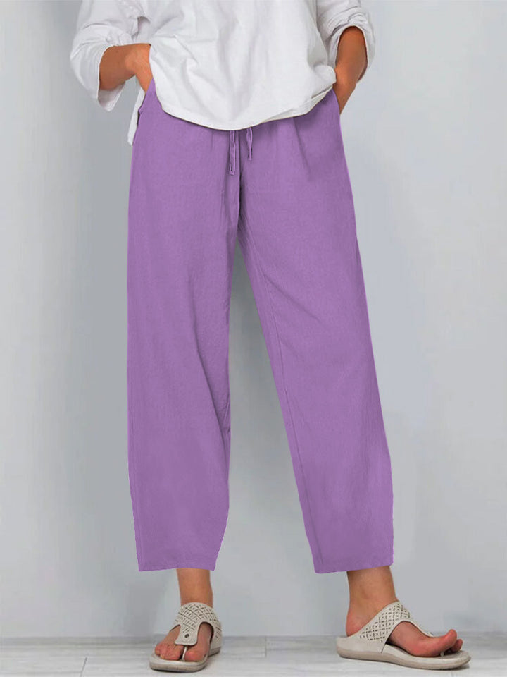Damen Relaxed Culotte-Hosen mit Kordelzug, Seitentaschen und Knöchellänge Drune