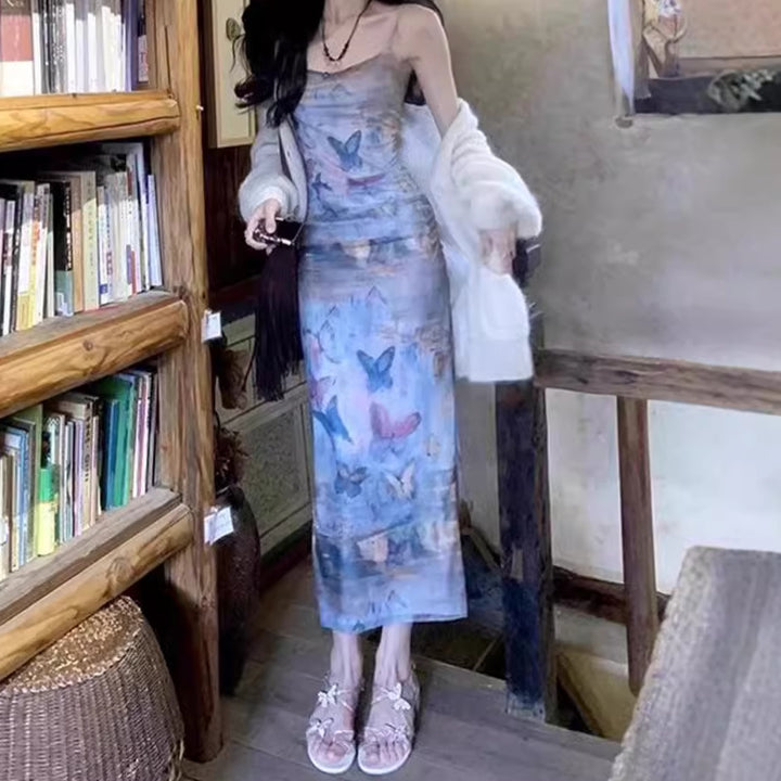 Damen Maxikleid im floralen Wasserfarbdruck Drune