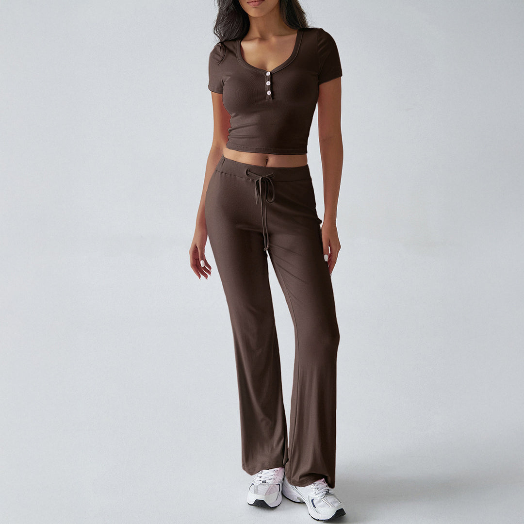 Damen Kombinations-Set mit cropped Oberteil und weiten Hosen Drune