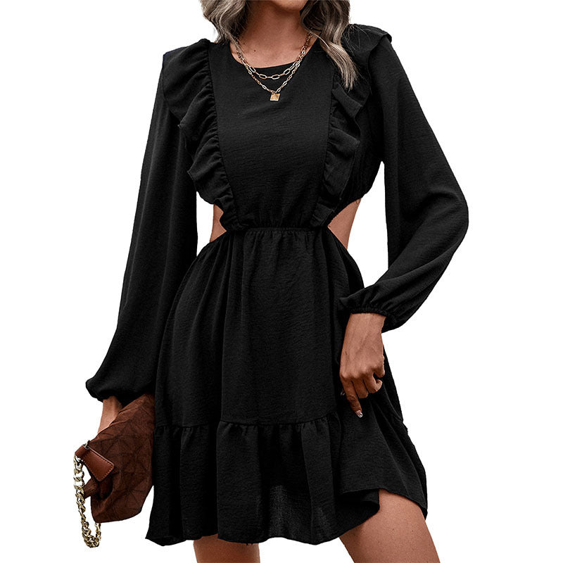 Damen Stilvolles Wickelkleid mit Rüschendetails Drune