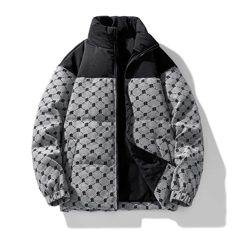 Herren Steppjacke mit Allover-Muster und hohem Kragen Drune