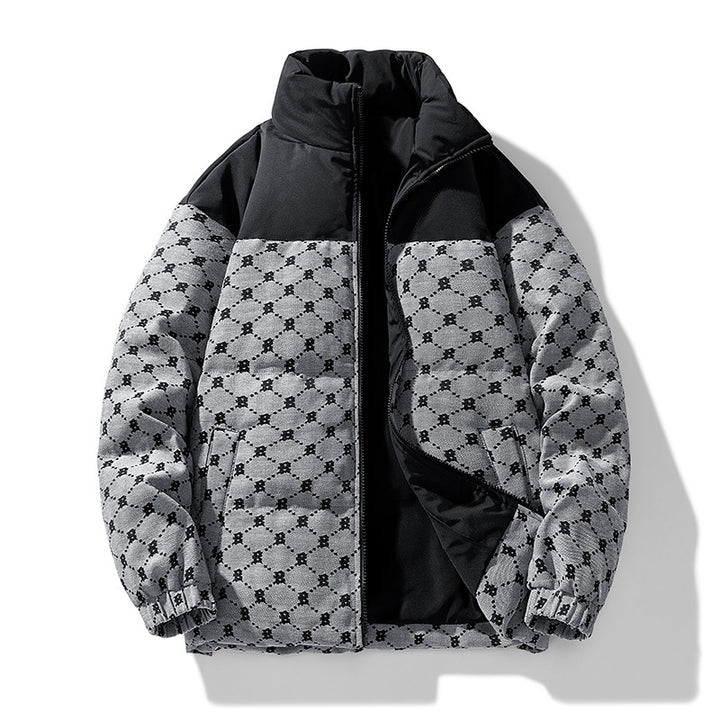 Herren Steppjacke mit Allover-Muster und hohem Kragen Drune