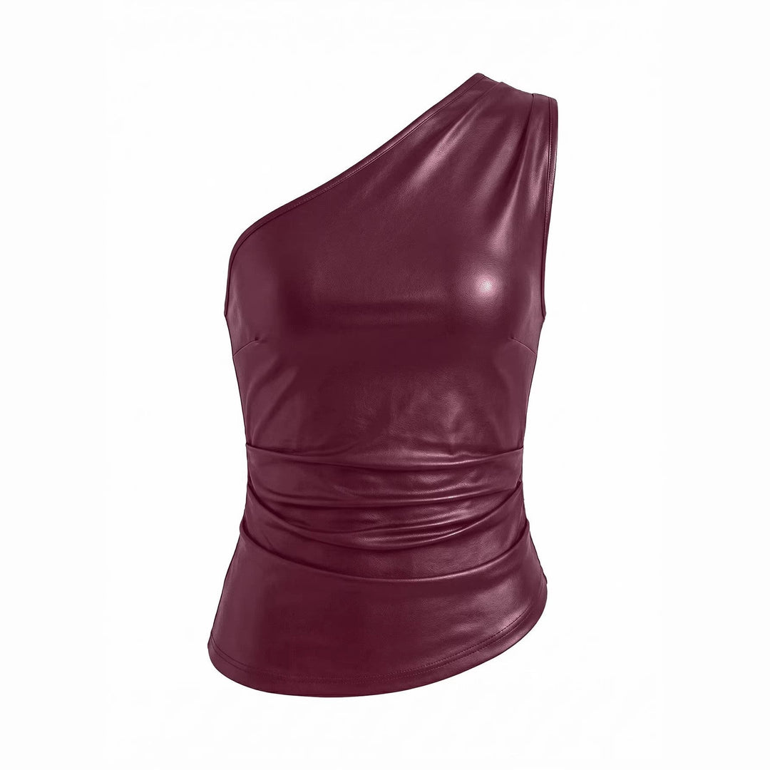 Damen asymmetrisches Top aus Kunstleder Drune