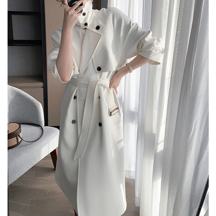 Damen Trenchcoat mit doppelter Knopfleiste und Taillengürtel Drune