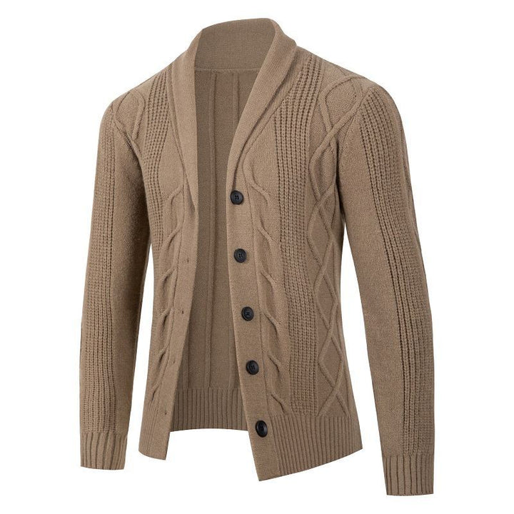 Herren Kabelstrick-Cardigan mit Schalkragen und Knopfleiste Drune