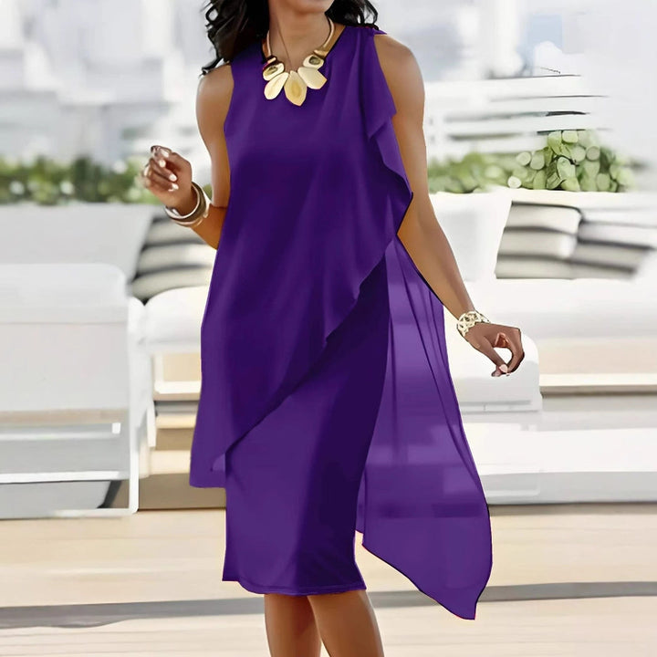 Damen asymmetrisches Chiffonkleid mit fließendem Schnitt Drune
