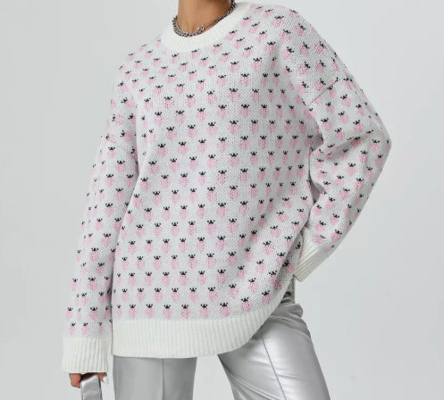 Damen Modischer Pullover mit floralen Mustern