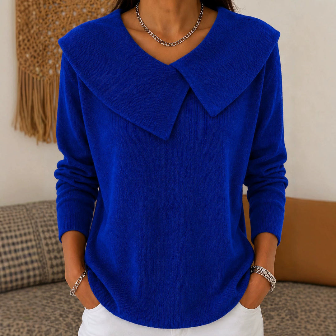 Damen Grobgestrickter Strickpullover mit übergroßem Matrosenkragen Drune