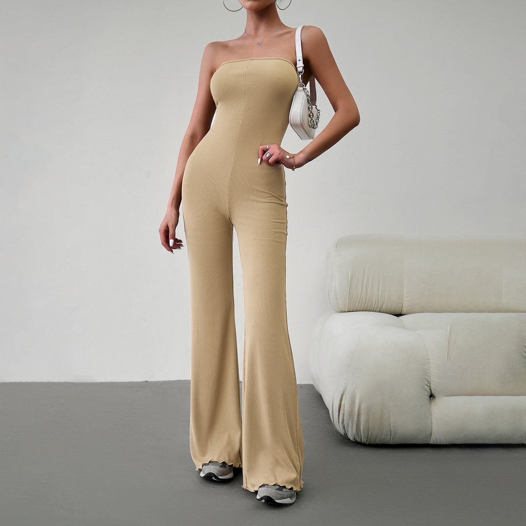 Damen Schmal geschnittenes Jumpsuit mit weitem Bein Drune