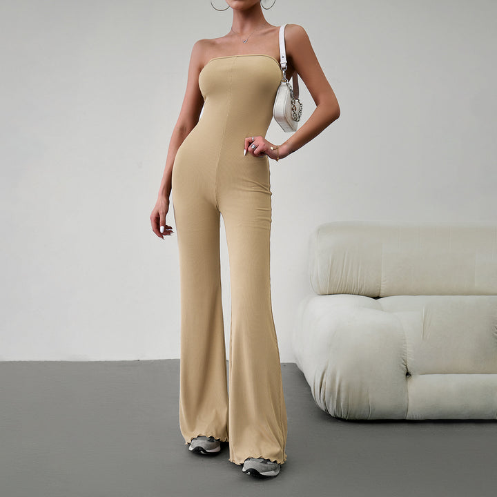 Damen Schmal geschnittenes Jumpsuit mit weitem Bein Drune