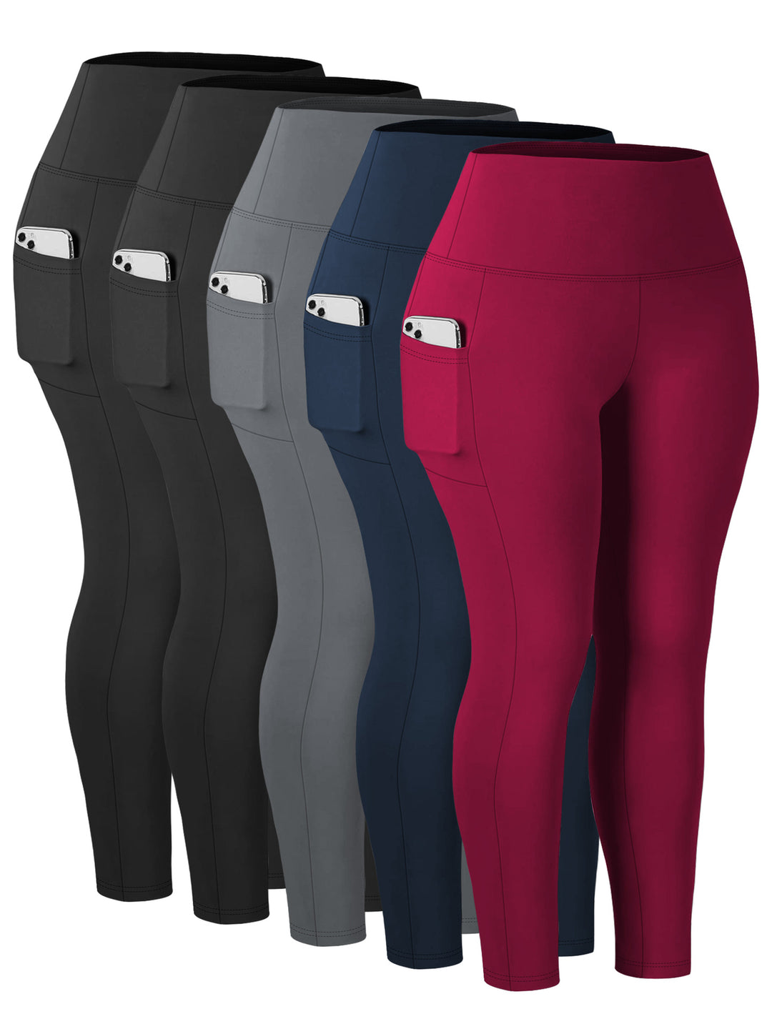 Damen Knöchelhohe Sportleggings mit hohem Bund und seitlicher Smartphone-Tasche Drune