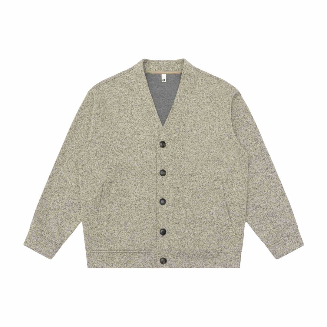 Unisex V-Ausschnitt Cardigan mit Strukturstrick und aufgesetzten Taschen Drune